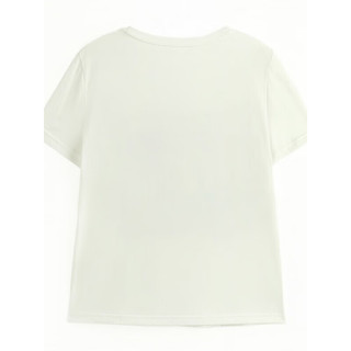 帕罗（PALUOPO）白色短袖印花T恤女士夏含桑蚕丝莱赛尔2023半袖卡通小上衣TS008Z 马头 L(165/88A)