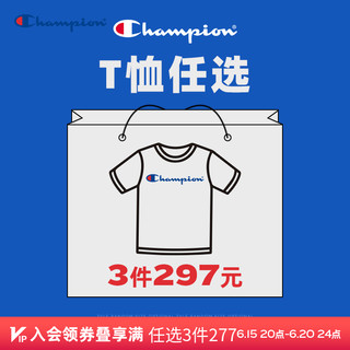 Champion冠军情侣t恤美式休闲短袖男上衣女潮牌 蓝色（唱片印花） M