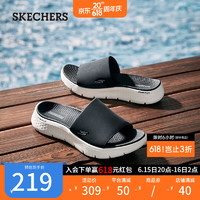 斯凯奇（Skechers）男士轻质拖鞋缓震纯色简约舒适鞋229203 黑色/BLK 47