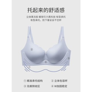 KJ无痕内衣女小胸聚拢无钢圈软支撑上拖收副乳光面调整型文胸罩 果绿 S