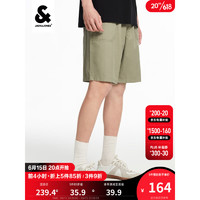 杰克·琼斯（JACK&JONES）商务休闲基础简约百搭字母贴布亚麻休闲短裤223215008 浅橄榄绿 165/72A/XSR