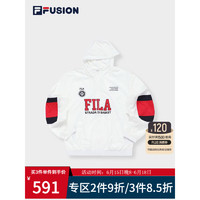 FILA FUSION斐乐潮牌男子梭织外套2023夏季新款宽松连帽运动上衣 纶度白-WT 170/92A/M