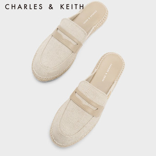 CHARLES&KEITH23夏季新品CK1-70380991休闲平底渔夫鞋穆勒鞋女 Beige米色 40