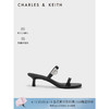 CHARLES&KEITH23夏季新品CK1-61720147时尚简约方头一字带凉鞋女 Black黑色 39