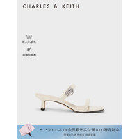 CHARLES&KEITH23夏季新品CK1-61720147时尚简约方头一字带凉鞋女 粉白色Chalk 36