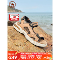 骆驼牌户外男士休闲凉鞋透气舒适皮凉鞋软底沙滩鞋 P13M307017 沙色 44