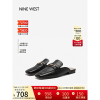 NINE WEST/玖熙穆勒拖女鞋2023夏季新款经典百搭金属饰扣包头凉拖 黑色 35