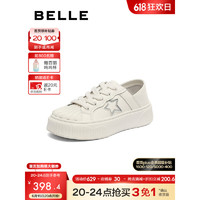 BeLLE 百丽 星星板鞋女2023秋季新款两穿贝壳头小白鞋B1336CM3 米色 34