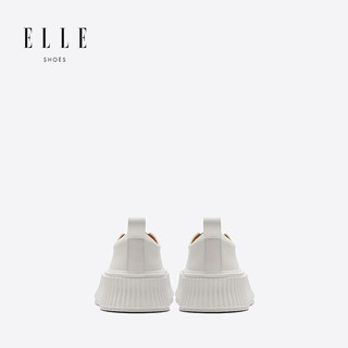 ELLE2023新款板鞋女厚底轻便软底夏季小白鞋一脚蹬饼干鞋 白色跟高5cm 35标准码