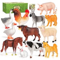 NUKied 纽奇 儿童男孩玩具仿真动物模型早教农场庄园野生动物园玩具模型12件套（礼盒装+赠图册*1）