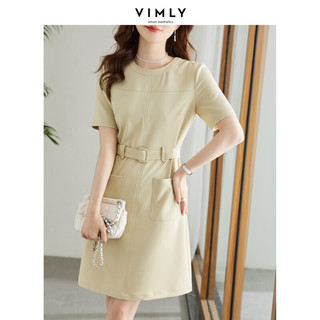梵希蔓推荐清单通勤风夏季新款连衣裙腰带女高级感裙子小众设计感 V9168 浅黄色 L