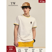 Teenie Weenie Men小熊男装2023夏季新款时尚运动休闲刺绣条纹短袖T恤 白色 170/M