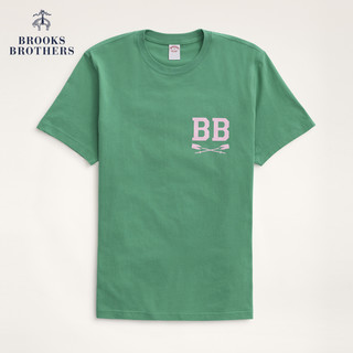 Brooks Brothers/布克兄弟男士夏新纯棉圆领印花短袖休闲T恤 B465-蓝色 XXL