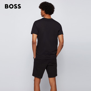HUGO BOSS男士春夏照片印花棉质平纹针织常规圆领短袖T恤 001-黑色 XL