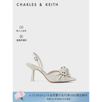 CHARLES&KEITH23夏季新品CK1-60361460花朵尖头高跟鞋凉鞋女婚鞋 粉白色Chalk 37