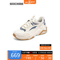 斯凯奇（Skechers）气泡熊猫鞋2023年春夏新款缓震休闲运动鞋149984 自然色/蓝色/NTBL 35.5