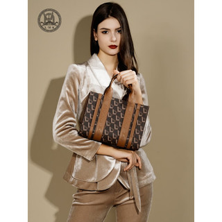 LMK品牌包包女包大容量托特包时尚休闲女士手提包韩版简约单肩斜挎包 棕色