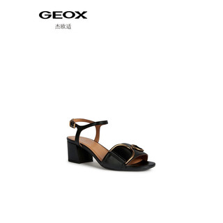 GEOX杰欧适2023年夏季女鞋休闲百搭简约活力时装凉鞋D35RNB 黑色C9999 40