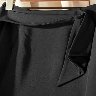 尚都比拉半身裙新款2023夏季女装简约纯色显瘦直筒通勤OL裙子中长款包臀裙 雅黑色 S