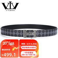 V.V.Brown男式自动扣裤腰带商务高档腰带男士皮带礼盒装送爸爸父父亲节礼物 银色 105cm