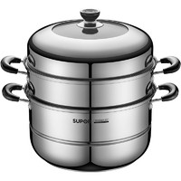 SUPOR 苏泊尔 蒸锅304不锈钢加厚双层复底高拱盖汤锅蒸笼家用食品级蒸锅