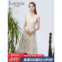 Lavinia ClubLavinia 2023夏季新款中式水墨风印花高级感无袖连衣裙女P33L122 米底印花 160/84A