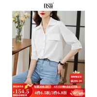 欧莎（OSA）职业半袖雪纺衬衫上衣女夏季2023年新款显瘦宽松衬衣 白色 XL