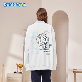 哆啦A梦（DORAEMON）趣味卡通涂鸦手绘机器猫印花休闲圆领卫衣 男女同款 白色 S