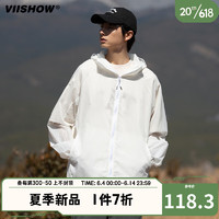 viishow夏季防日西男士薄款透气皮肤衣日系潮流休闲户外防日西外套 白色 M