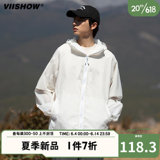 viishow夏季防日西男士薄款透气皮肤衣日系潮流休闲户外防日西外套 白色 M