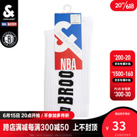 杰克·琼斯（JACK&JONES）杰克琼斯NBA联名时尚百搭透气男士夏季字母印花袜子中袜22321Q039 白色 24-26/M