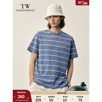 Teenie Weenie Men小熊男装基础条纹T恤2023夏季新款简约时尚短袖 蓝色 170/M