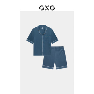 GXG夏季睡衣男款纯棉凉感家居服套装可外穿情侣睡衣 深蓝色 165/S