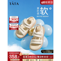 TATA 他她 商场同款厚底凉鞋女松糕底软羊皮2023夏季新款GCN01BL3 米白 38