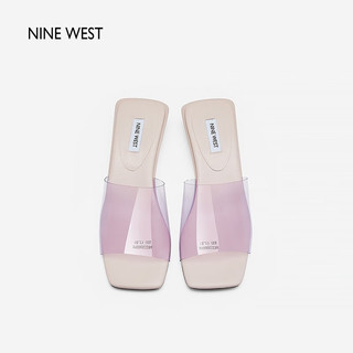 NINE WEST/玖熙拖鞋女2023夏季新款气质外穿透明条带小高跟凉拖女鞋 紫色 36