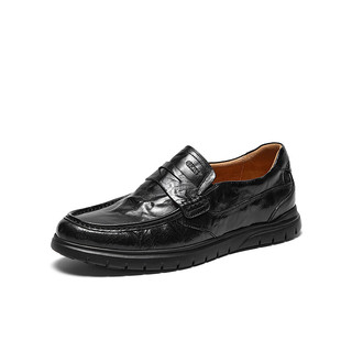 SKAP 圣伽步 2023秋新款商场同款一脚蹬乐福鞋男士休闲皮鞋A5R02CA3 黑色 38
