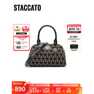 STACCATO 思加图 2023秋季新款复古枕头包链条包手拎包单肩斜挎包X3075CX3 格纹黑 F