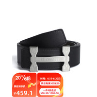 V.V.Brown 头层牛皮皮带高档男士H平滑扣腰带时尚气质青年男裤带父亲节礼物 银色扣头 125cm