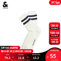 杰克·琼斯（JACK&JONES）男士简约青春百搭简约风柔软运动休闲袜中筒袜2双装袜子22321Q023 奶白-A42 26-28/L