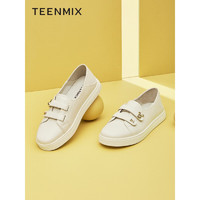 天美意（TEENMIX）2023春新款商场同款小白鞋文艺休闲鞋女鞋 米色 37