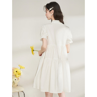 西遇学院风甜美减龄衬衫裙白色jk连衣裙2023新款娃娃领A字裙短裙 白色(预售6月20日) S