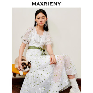 MAXRIENY欧式园艺风连衣裙2023夏季新款波点茶歇裙修身显瘦长裙女 绿波点 S/01