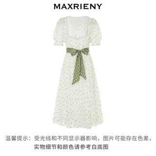 MAXRIENY欧式园艺风连衣裙2023夏季新款波点茶歇裙修身显瘦长裙女 绿波点 S/01