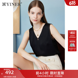音儿（YINER）音儿美地女装2023夏季新款时尚醋酸轻商务简约小背心 黑色 36