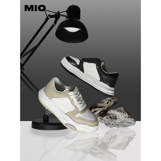 MIO米奥2023夏季新款字母小白鞋女面包鞋休闲板鞋潮流黑白熊猫鞋 白/灰色 38