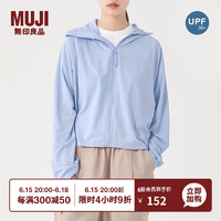 无印良品（MUJI） 女式 拉链连帽衫 时尚防晒衣短款外套  BB12CC3S 蓝色 UPF:50+ 均码（160/84A）