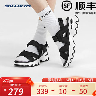 斯凯奇（Skechers）女鞋2023新款夏季轻便舒适简约百搭魔术贴凉鞋女119710 黑白色/119710-BLK 35