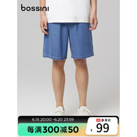 堡狮龙（bossini）bossini男款夏季新品休闲基本款松紧腰头薄款牛仔直筒短裤 7502淡靛蓝色 S