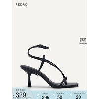 Pedro凉鞋23夏季新款女鞋交叉细绊带夹趾高跟凉鞋PW1-26760054 黑色 34