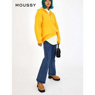 moussy 2023春季新款高腰修身通勤休闲微喇牛仔裤女010GSA12-1630 110蓝色 10024/XS